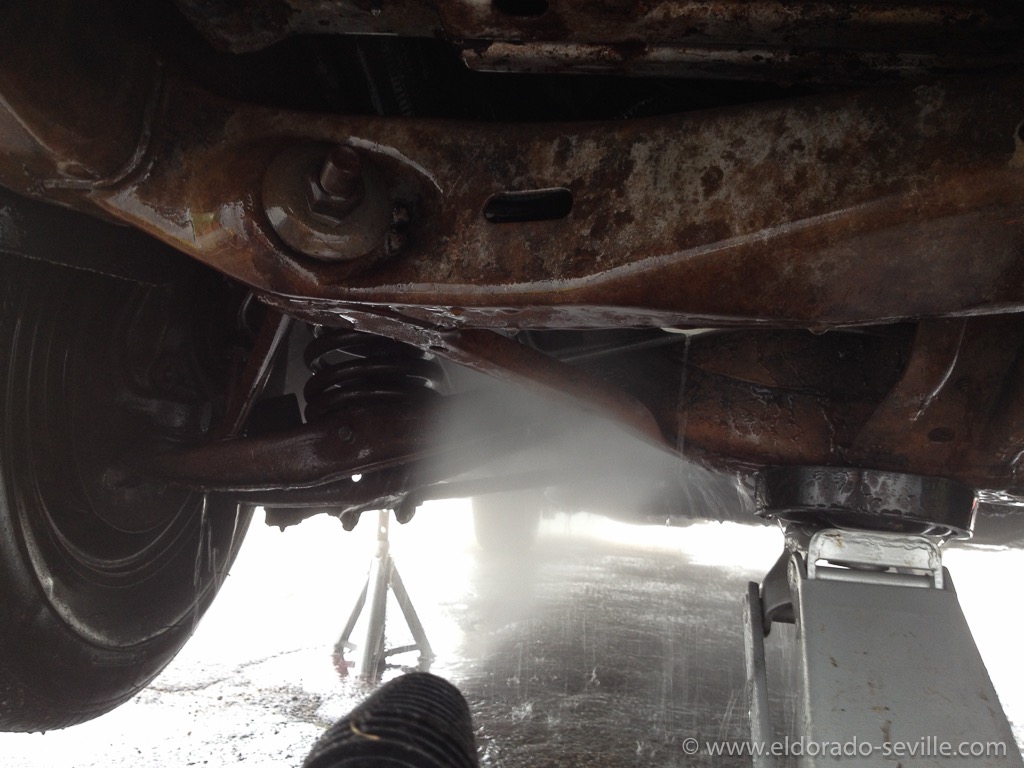 Steam cleaning the undercarriage