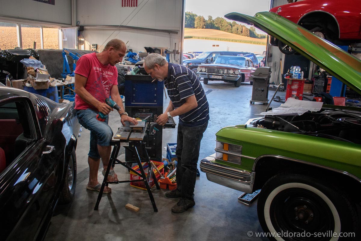 Getting the car ready with my friends Steve and Lucky