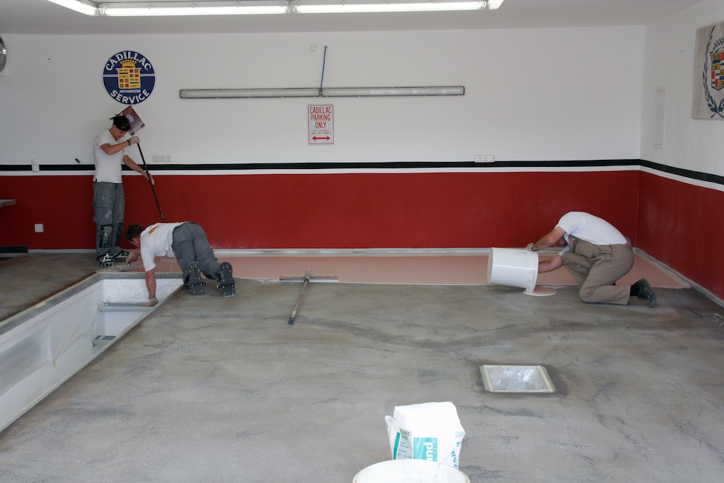 working on the new epoxy floor